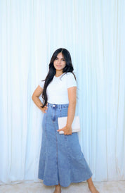 Vivianny Denim Midi Skirt